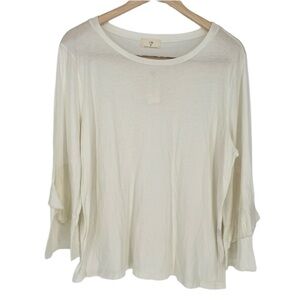 NWT Anthropologie T.La Cream White Flowy‎ Sleeve Top